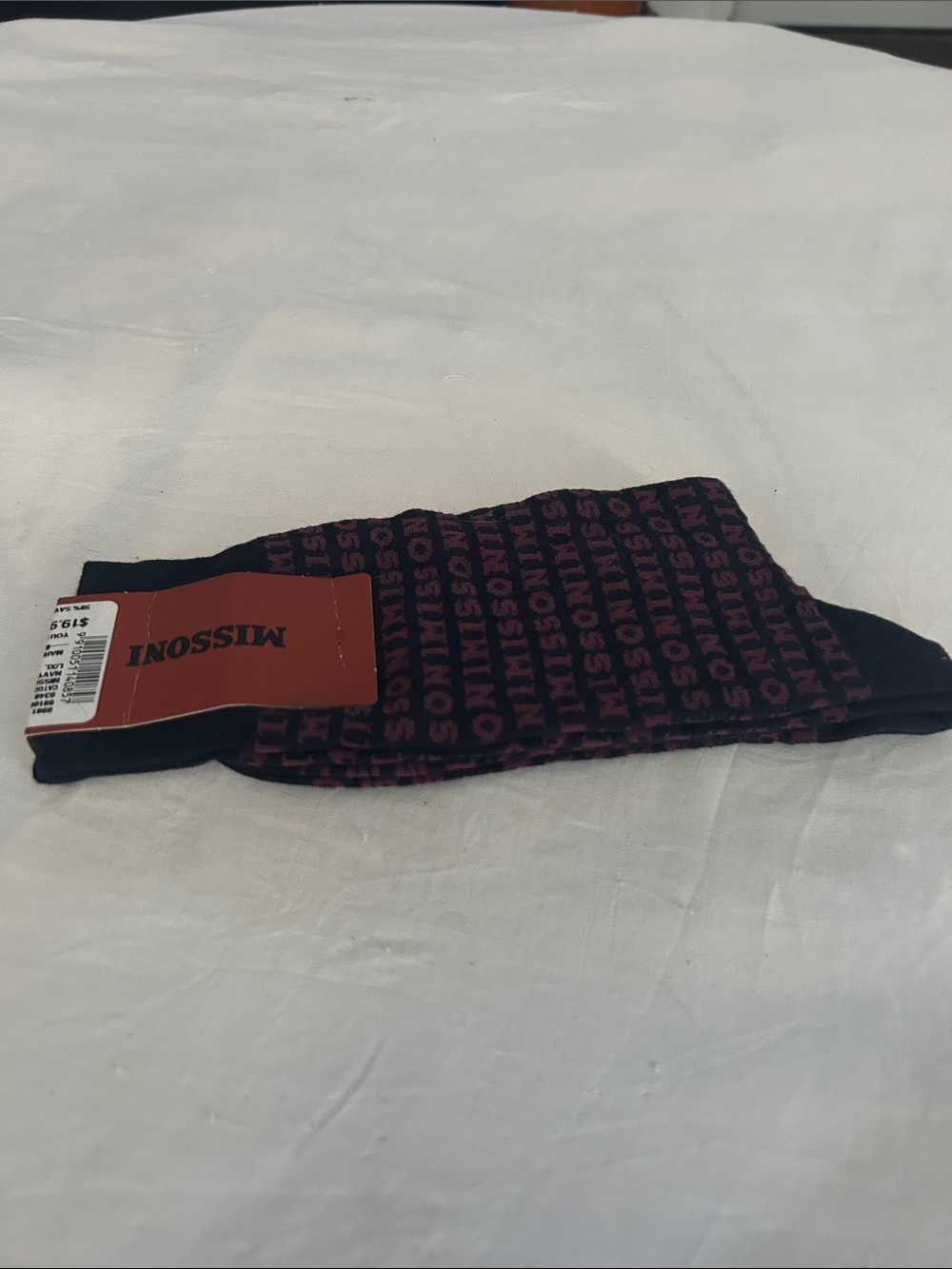 Missoni Black and Burgundy Logo Crew Socks L/XL